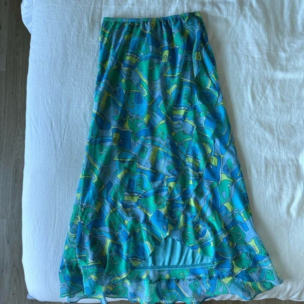 Vintage blue printed midi skirt - Picture 5 of 8